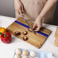 1pcRectangular Acacia Wood Cutting Board, Multiple Sizes Available For Steak Bread Snacks Charcuterie Board, Decorative Kitchen Board, Housewarming Wedding Party Favors - 1pc Small - View 12