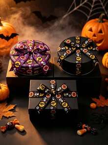 1 pieza Cinta con patrón de calabaza y murciélago de Halloween, cinta para envolver regalos, cinta decorativa de Halloween, tamaño 2.5cm*10, cinta acanalada para pastel de cumpleaños festivo, adecuada para envolver regalos, decoración de fiesta de Halloween y manualidades DIY - Multicolor - Ver 7