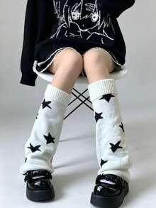 STAR RIVER 1 Pair Y2K Subculture Star Leg Warmers, American Retro JK Knitted Flare Leg Warmers, Reversible - Multicolor - View 7