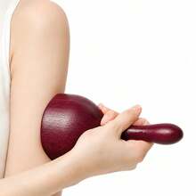 1pc Burgundy Wooden Swiss Cup Manual Massager, Wood Massage Handheld Body Relaxation Tool - View 6