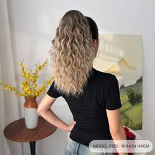 HEYPINK Ekstensi Rambut Ekor Kuda Sintetis Keriting Panjang Sedang 18 Inci Tahan Panas, Warna Cokelat Tua Emas, Gradien Cokelat Muda Merah Anggur Hitam, Cocok untuk Pesta Wanita dan Penggunaan Sehari-hari, Aksesori Rambut Ekor Kuda Gaya Cakar - Hitam Coklat - View 7