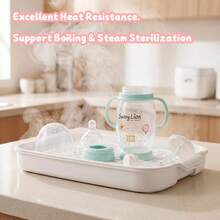 1pc PP Material Baby Milk Bottle, Heat Resistant Up To 120℃, Can Be Sterilized By Boiling Water, Soft Silicone Anti-Colic Nipple, Soft And Bite-Resistant, Equipped With Gravity Ball Straw For Smoother Sucking, 200ml/320ml Capacity Suitable For Babies 6 Months And Above - Multicolor - View 7