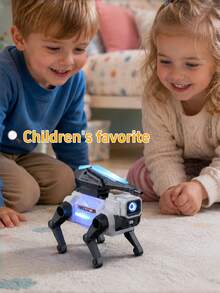 Robot Anjing Elektrik dengan Lampu, Suara, dan Musik, Mainan Edukasi Interaktif yang Bisa Berjalan, Mainan Sensorik untuk Anak Laki-laki, Mainan Anak, Mainan untuk Bepergian - Anjing robot putih - View 5