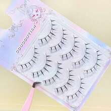Japanese Style Cute False Eyelashes 5 Pairs C Curl Natural Look Camera-Ready Design For Lively Manga Eyes Suitable For Cosplay And Daily Makeup 7mm-12mm - Multicolor - View 5