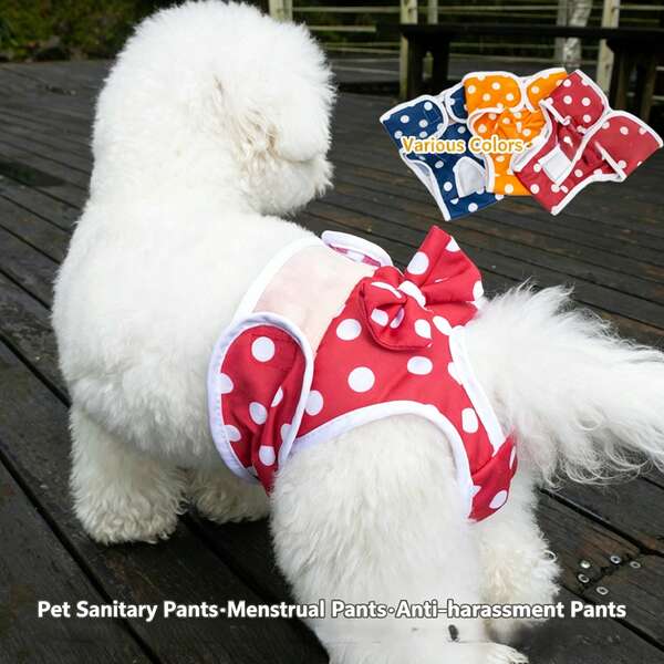 Conjunto de Calças Sanitárias para Cachorro com Laço (Incluindo 20 Absorventes Descartáveis) Calças Menstruais para Cachorra Anti-Assédio, Adequado para Gatos e Cachorros Pequenos & Médios