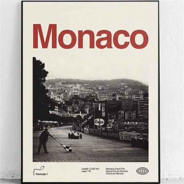 1pc Unframed Monaco Poster - F1 Poster Midcentury Modern - Wall Art - - Cozy Home