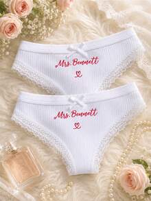 CustomThong 個性化新娘內褲，客製化新娘禮物，婚禮內衣，單身派對女性禮物 - 彩色 - 查看 3