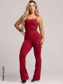 MVB Modas Women Sports Jumpsuits - 酒紅色 - 查看 1