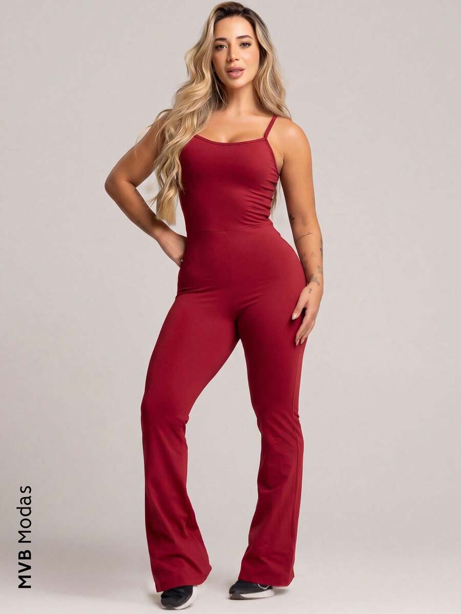 MVB Modas Women Sports Jumpsuits - 酒紅色 - 查看 1