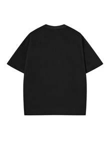 100% Thick Fabric T-Shirt - High-Quality Print, Plus Size T-Shirt, Unisex Design - Black - View 6