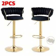 2PCS Swivel Bar Stools, Contemporary Adjustable Height Tall Stools With Backs, 360° Rotation Kitchen Island Stools - Black - View 1