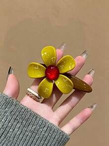2pcs Korean Floral Hair Clips, Elegant Side Crocodile Clips For Fixing Loose Bangs, Fashionable High-End Women's Hair Accessories - Multicolor - View 3