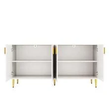 Black Sideboard (152 X 40 X 75 Cm) With A Unique Wave Design And Gold Handles And Feet, Creating An Elegant Dining Area - 白色 - 查看 8