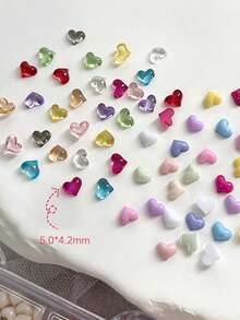 12Grid/Box Assorted Macaron Pastel Colors Resin Heart Nail Charms,3D Heart Colorful Mini Heart DIY Nail Jewelry,Pastel Pink Blue Yellow Purple Nail Decals For Spring Nail Design - Multicolor - View 4