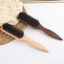 1pc Boar Bristle Hair Brush, Anti-Frizz Smoothing Stray Hair, Create Sleek Ponytail/Bun Style, Suitable For Fine To Medium Hair, Unisex Daily Styling Comb - Multicolor - View 4