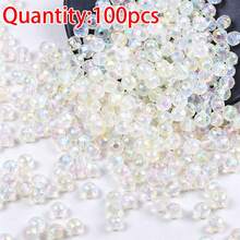 100 buah Manik Kaca Kristal AB Pipih Berwarna Campuran 6mm, Manik-manik Lepas untuk Perlengkapan Pembuatan Perhiasan DIY Buatan Tangan - Manik-manik segi - View 21