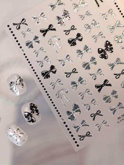 1 buah Stiker Kuku Kupu-kupu Hitam & Perak yang Manis dan Keren, Stiker Seni Kuku Minimalis 5D yang Keren, Penting untuk Seniman Kuku, Stiker Kuku Buatan Tangan Sederhana, Perlengkapan Kuku DIY, Hadiah Seni Kuku yang Sempurna untuk Anak Perempuan dan Wanita