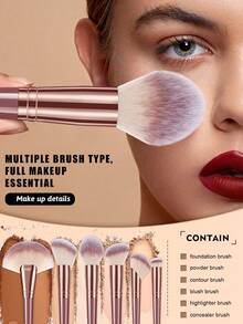 6/56 PCS All‑In‑One Coffee‑Tone Beauty Set, Synthetic‑Bristle Makeup Brushes, Makeup Sponges, Powder Puffs, Spa Headbands With Makeup‑Brush Cleaning Bowl And Portable Wash Bag For Women - Multicolor - View 3