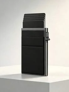 1個男士自動彈出超薄極簡錢包－男士超薄信用卡夾極簡RFID錢包 - 黑色 - 查看 8