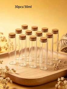 12件玻璃瓶與瓶子附軟木塞，可用作許願瓶或珠飾收納容器，透明材質 - G - 查看 13
