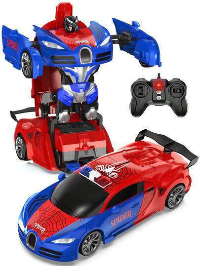 1pc Dual-Mode Transforming RC Car Toy, One-Touch Automatic Switch Between Racing Car And Robot Form, Suitable For 4-7 Year Old Boys, 3, 4, 5, 6, 7...12 Year Old Kids Boys And Girls, Perfect Gift For Christmas, Halloween, Thanksgiving, Easter, 2.4GHz Remote Control Car, Fast 360° Rotation