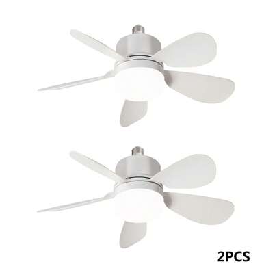 2 Piazes Ventilador de techo atornillable con toma de luz, ventilador de techo con luz LED, ventilador de techo con luz con mando a distancia, 3 velocidades regulables para dormitorio, cocina, salón, hogar