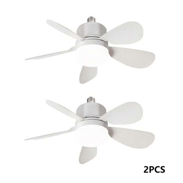 2 Piazes Ventilador de techo atornillable con toma de luz, ventilador de techo con luz LED, ventilador de techo con luz con mando a distancia, 3 velocidades regulables para dormitorio, cocina, salón, hogar