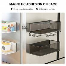 1pc Kitchen Storage Rack, Magnetic Side Rack For Refrigerator, Perforated Board Magnetic Hanging Basket, Spice Rack, Kitchen Supplies, Storage Supplies, Kitchen Storage Rack, Kitchen Utensils, Kitchen Accessories, Kitchen Organization And Storage, Basket - Multicolor - View 3