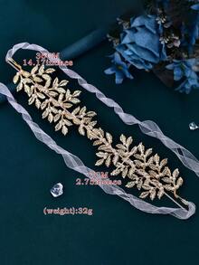1pc Shiny Alloy Pearl Belt, Fashion Leaf Design Bridal Waist Sash, Wedding Celebration Festival Women's Accessory - Multicolor - View 8