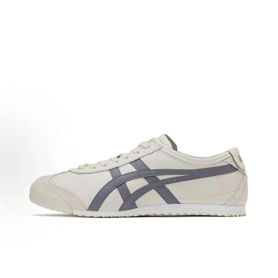 Asics Authentic Onitsuka Tiger Mexico 66 Leather Sneakers - White/Blue/Red Classic Low-Top | Premium Japanese Heritage Footwear | Slim-Profile Lightweight Trainers - 燕麥色 - 查看 1