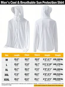 HIBATH Men's Long Sleeve Cooling UV Protection Sun Hoodie Jacket, Lightweight Full-Zip Outdoor Cover-Up With Extended Arm Coverage, Quick-Dry Breathable Moisture-Wicking Performance Top For Fishing, Hiking, Golf, Beach And Summer Travel(White) - White - View 12