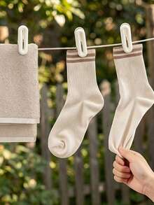 8 Windproof And Traceless Clothes Clips With Storage Basket- Colorful Plastic Clips For Laundry, Socks, Delicate Laundry- Clothes Line And Clothes Rack Organizer, Multifunctional Home Accessory, Durable And Sturdy Design, Compact Cloth - Multicolor - View 5