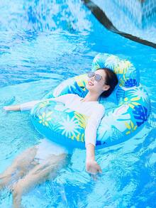Extra Large Thickened Leaf-Shaped Inflatable Swim Ring With Backrest Lounge Chair, Adult Underarm Float - Multicolor - View 1