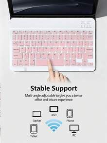 AKKHOO Teclado inalámbrico ultrafino de 10 pulgadas, recargable y silencioso, adecuado para tableta/portátil, compatible con teclado iPad Mini, tamaño: 25 cm * 15 cm * 0,6 cm - Rosa - Ver 4