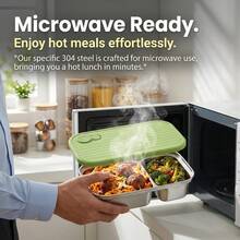 Stainless Steel Bento Box Adult, Microwavable Metal Lunch Box, Stackable Meal Prep Containers With Dividers, Leak-Proof Travel Food Containers, Salad Snack Containers With Lids, With Bear Strap, For School Student - Multicolor - View 3