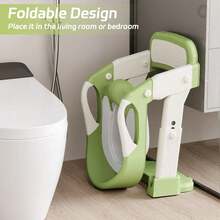 Luminpool Children's Toilet Seat With Steps, 2-In-1 Toilet Step Stool For Toddlers, Soft, Non-Slip Seat Cover With Splash Guard And Built-In Footstool - Green - View 9