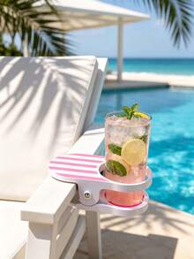 1pc Mainstays Clip-On Beverage Cup Holder, Secure Drink Holder With Clip, Suitable For Beach Chair, Desk, Table, Pool, Lounge Chair, Cruise Ship, Outdoor Use - A - View 2