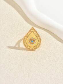 1pc Vintage Inlaid Synthetic Zirconia Teardrop Ring, Suitable For Men And Women To Wear At Banquets, Weddings And Festivals - Ring - View 4