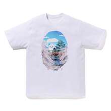 B.APE TEE Retro Worn Texture A.Pe Print Oversized Shirts Summer Daily Basic Tops - White - View 12