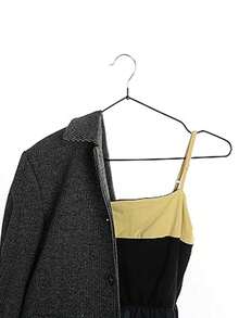 Gantungan Baju Dewasa Berlapis Anti Selip, Gantungan Baju Mewah Ringan untuk Lemari Pakaian Rumah, Cocok untuk Kemeja dan Celana, Musim Semi, Minimalis, Atasan Musim Panas, Gantungan Berlapis Anti Selip Warna Morandi, Penggunaan di Rumah - Hitam - View 8