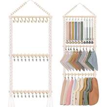 Organizador de Armazenamento de Babadores Estilo Boêmio, Suporte de Armazenamento para Faixa de Cabeça, Toalha e Lenço, Suporte de Armazenamento de Joias, Organizador de Armazenamento de Babadores Montado na Parede, Decoração de Parede do Quarto - Multicolorido - Visão 1