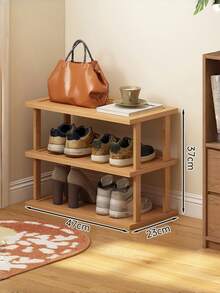 1pc 2-6 Tier Natural Bamboo Freestanding Storage Rack, Multifunctional Adjustable Shoe Rack & Bookshelf, Space-Saving Display Shelf, Suitable For Entryway, Dorm And Small Apartment, Back To School And Moving Essential - Multicolor - View 10