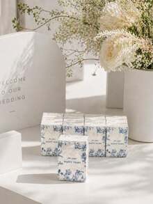 Soft Facial Tissue "Tears Of Happiness", Green Leaf Decoration, Suitable For Engagement, Wedding Banquet, Wedding Decoration, Wedding Accessories, Wedding Favors, Bride And Groom Wedding Supplies - Multicolor - View 7