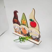 1pc 2D Flat Printed Rustic Autumn Wooden Tabletop Decor - Harvest Sign With Pumpkin, Turkey, Wheat And Autumn Leaves, Suitable For Farmhouse Thanksgiving, Kitchen Or Party Decoration, Autumn Tabletop Decor | Rustic Farmhouse Style | Decorative Ornament - A - View 4