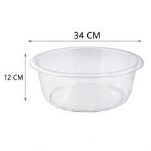 34x12cm Clear Plastic Round Washbasin, Portable Compact Laundry Tub, Space-Saving Home Storage Basin - Clear - View 5