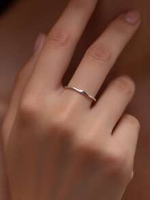 MODIAN 925 Sterling Silver Women's Asymmetric Wavy Thin Ring, Smooth Curved Stackable Finger Ring, Daily Delicate Silver Jewelry Gift - Silver - View 5