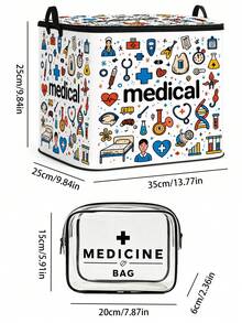 Clothing And Medicine Storage Box With Transparent Storage Bag, Creative TNT Fun Storage Box, Foldable Large Capacity Home Clothes Storage Organizer With Lid, Zipper Storage Box, Quick-Pull Foldable Bag, Blanket Organizer Bag, Bathroom Storage Box, Home Gift, Guest Room Storage, Wardrobe Organizer Box, Home Essential, Moving Must-Have, Dorm Storage, Back To School Gift, Perfect Gift,Bedroom Room Decor,Back To School - Multicolor - View 12