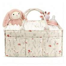 New Quilted Pink Bow Baby Diaper Bag, Portable Foldable Large Capacity Tote Bag For Mother And Baby Travel - Multicolor - View 10