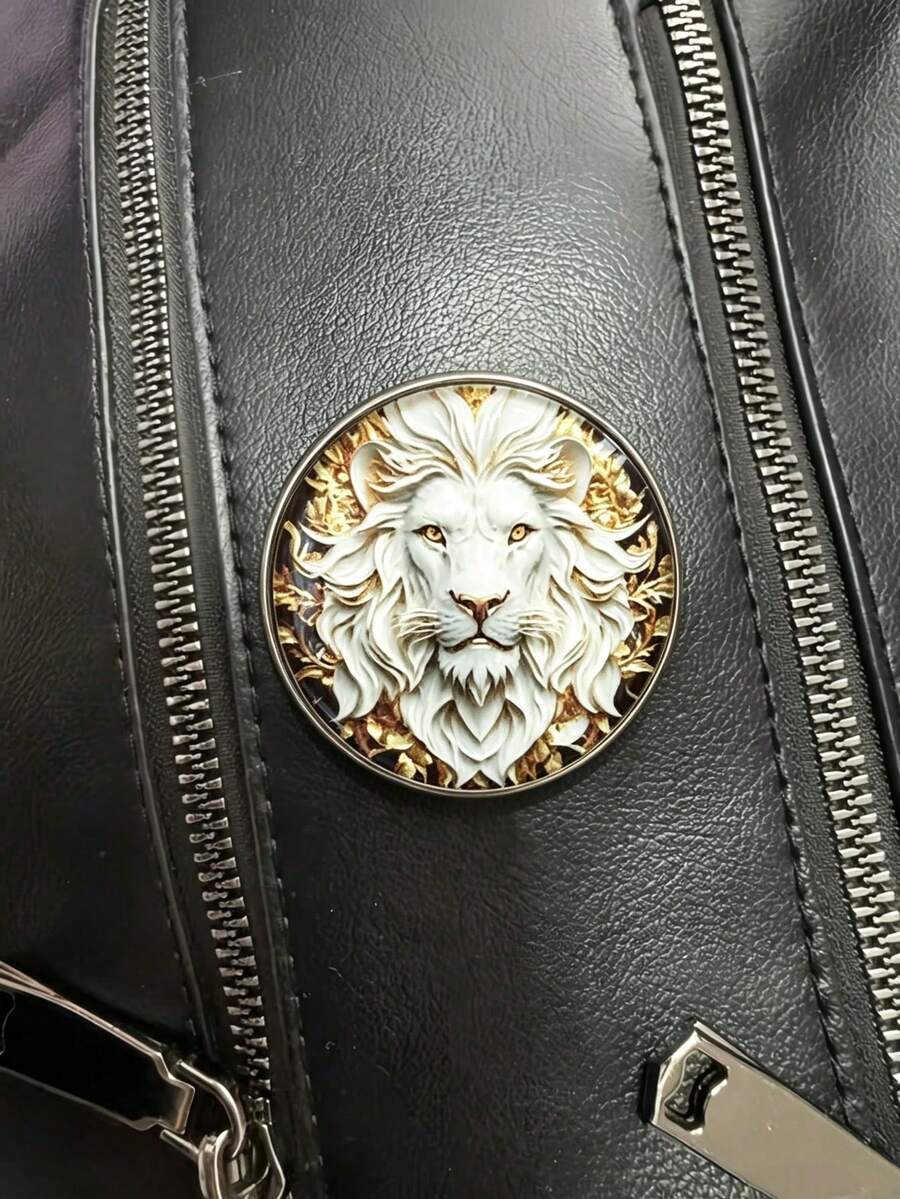 1件 3D 浮雕圓形獅子金屬胸針,DIY 黑金雕刻獅子頭設計,奢華復古金屬徽章別針,2026 七夕情人節、生日、週年紀念送給男友、父親的禮物,適合萬聖節、生日和聖誕節禮物,可用於帽子、牛仔褲、圍巾、披肩、毛衣和開襟衫 - 彩色 - 查看 1
