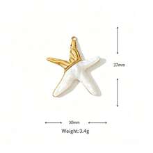 1/6pcs Ocean Shell Pendant, Gold Tone Conch Starfish Horseshoe Pendant, Pearl Effect DIY Jewelry Accessories, Suitable For Necklace Bracelet Making - Yellow Gold - View 5